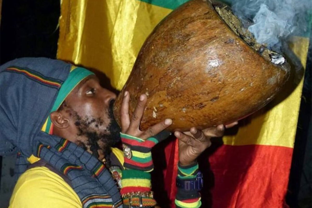 rasta man smoking weed jamaica